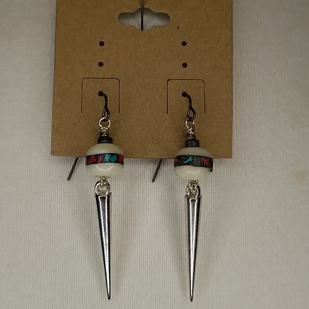 Prayer Bead and Spike Earrings